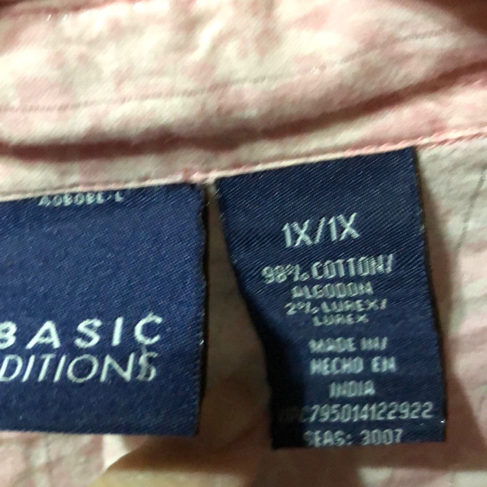 Basic Editions Pink Blouse Short-Sleeved Button-Up - Picture 5 of 7